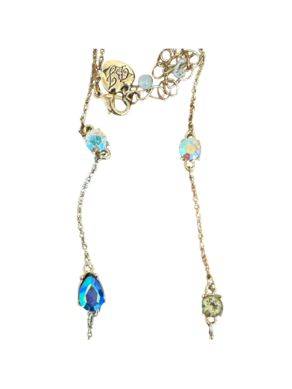 Betsey Johnson multicolor crystal inlay jeweled butterfly gold-tone necklace - Picture 3 of 7